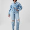 Uppnosiga raka jeans med hög höjd