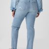 Uppnosiga raka jeans med hög höjd