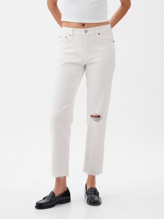 Uppnosiga raka jeans med hög höjd