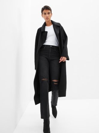 Uppnosiga raka jeans med hög höjd