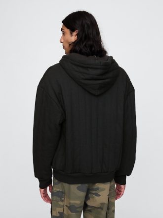 Våffelfodrad hoodie med dragkedja
