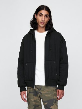 Våffelfodrad hoodie med dragkedja