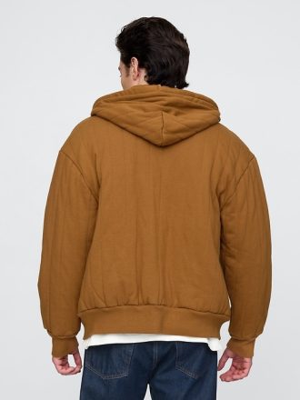 Våffelfodrad hoodie med dragkedja