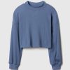 Våffelstickad Mockneck-topp för barn