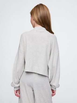 Våffelstickad Mockneck-topp för barn