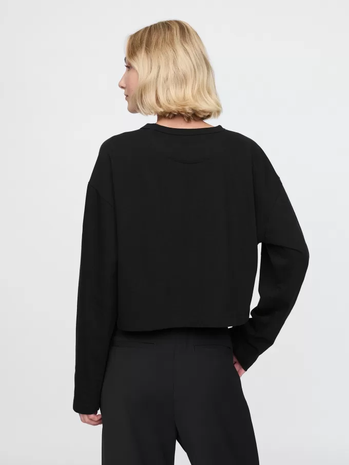 Vintage Cropped T-shirt i ekologisk kraftig bomull