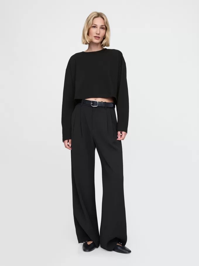 Vintage Cropped T-shirt i ekologisk kraftig bomull