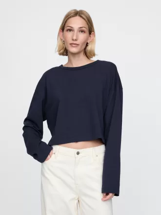Vintage Cropped T-shirt i ekologisk kraftig bomull