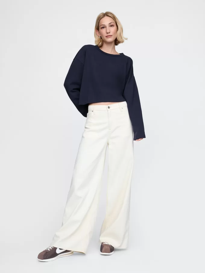 Vintage Cropped T-shirt i ekologisk kraftig bomull