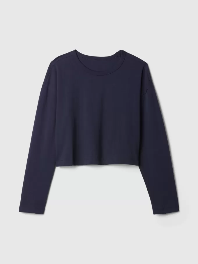Vintage Cropped T-shirt i ekologisk kraftig bomull