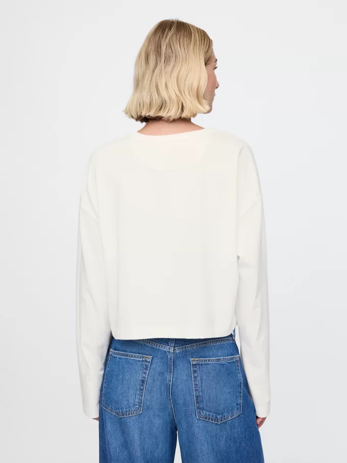 Vintage Cropped T-shirt i ekologisk kraftig bomull