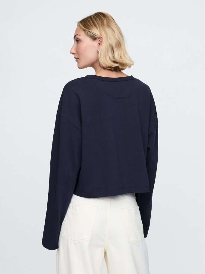 Vintage Cropped T-shirt i ekologisk kraftig bomull