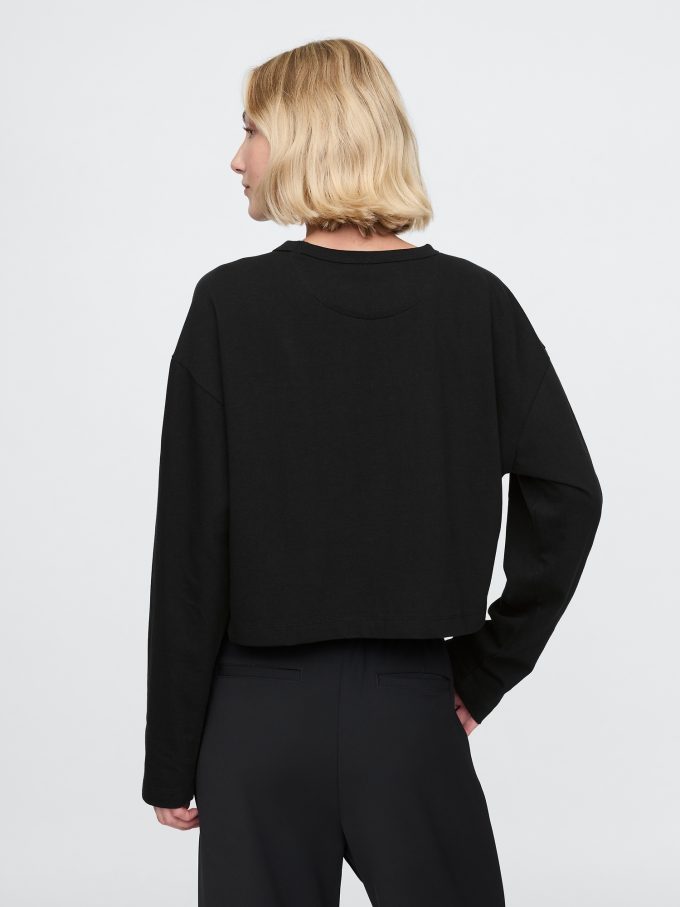 Vintage Cropped T-shirt i ekologisk kraftig bomull