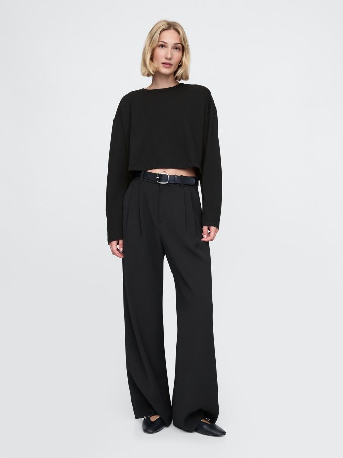 Vintage Cropped T-shirt i ekologisk kraftig bomull