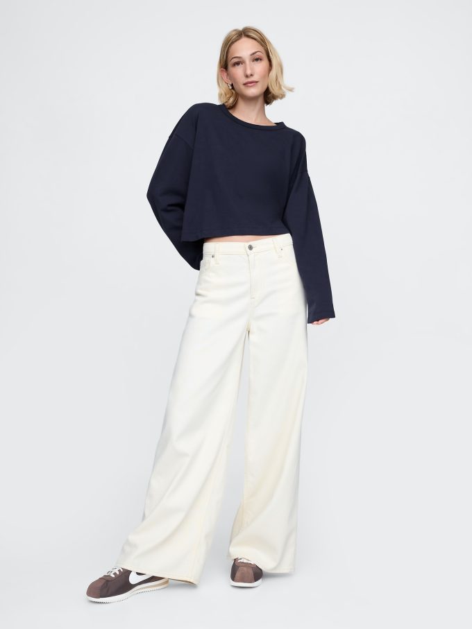 Vintage Cropped T-shirt i ekologisk kraftig bomull