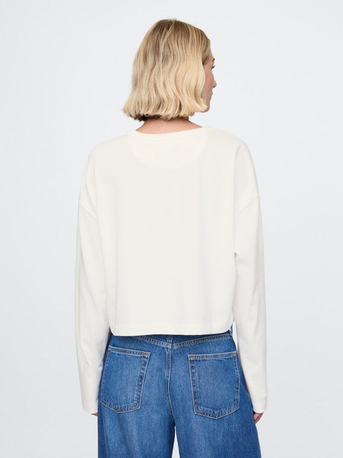 Vintage Cropped T-shirt i ekologisk kraftig bomull