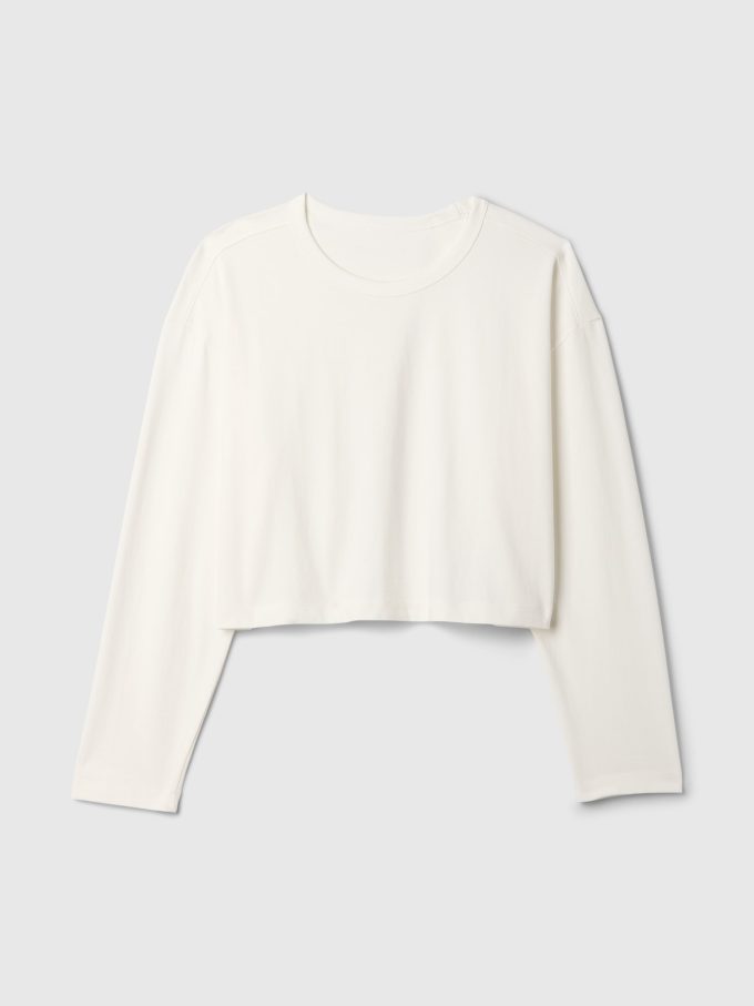 Vintage Cropped T-shirt i ekologisk kraftig bomull