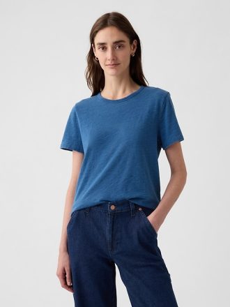 Vintage Indigo T-shirt med rund hals