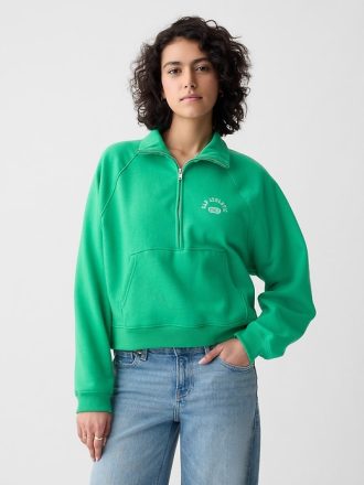 Vintage Soft Cropped Half Zip Pullover