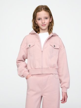 Vintage Soft Cropped Zip Hoodie för barn