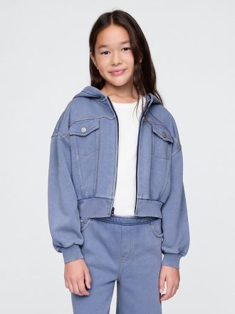 Vintage Soft Cropped Zip Hoodie för barn