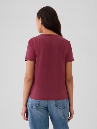 Vintage V-ringad T-shirt i ekologisk bomull