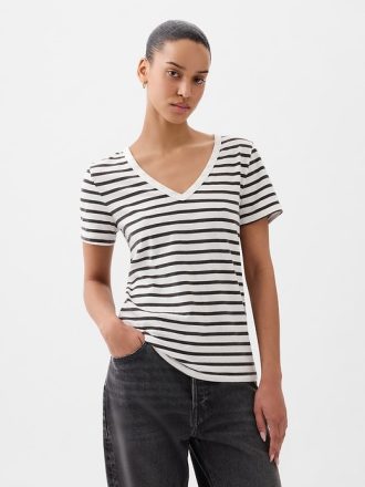 Vintage V-ringad T-shirt i ekologisk bomull