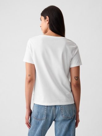 Vintage V-ringad T-shirt i ekologisk bomull