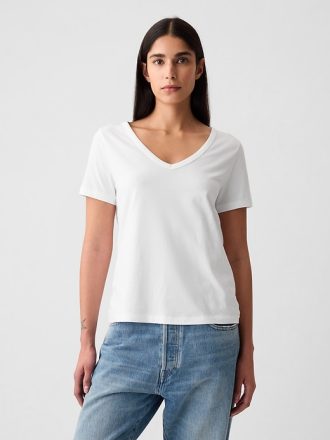 Vintage V-ringad T-shirt i ekologisk bomull
