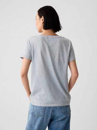 Vintage V-ringad T-shirt i ekologisk bomull