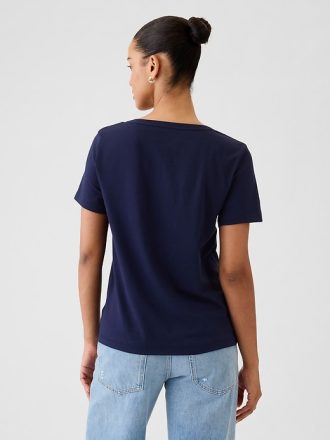 Vintage V-ringad T-shirt i ekologisk bomull
