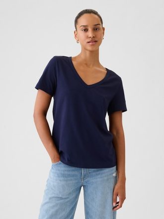 Vintage V-ringad T-shirt i ekologisk bomull