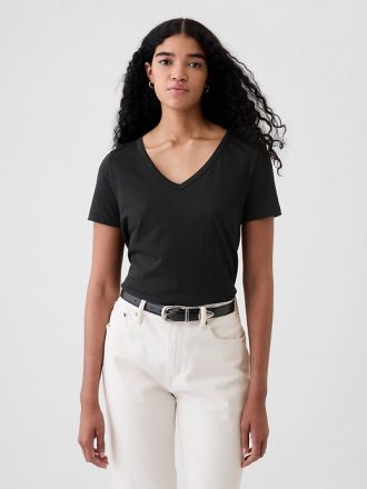 Vintage V-ringad T-shirt i ekologisk bomull