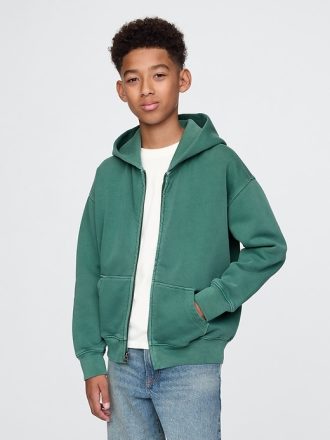 Vintage mjuk hoodie med dragkedja för barn