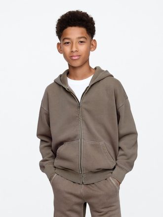 Vintage mjuk hoodie med dragkedja för barn