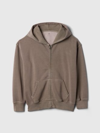 Vintage mjuk hoodie med dragkedja för barn
