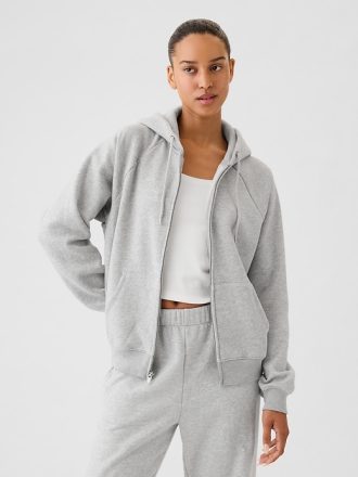 Vintage mjuk hoodie med dragkedja