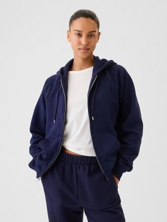 Vintage mjuk hoodie med dragkedja