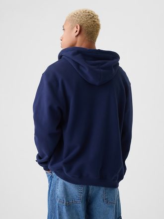 Vintage mjuk hoodie med full dragkedja