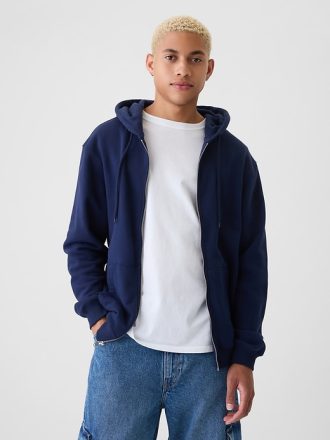 Vintage mjuk hoodie med full dragkedja