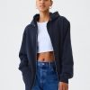 Vintage mjuk hoodie med full dragkedja