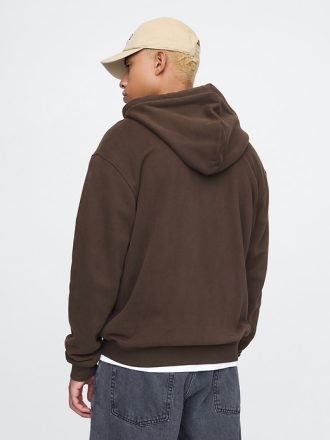 Vintage mjuk våffelfodrad hoodie med dragkedja