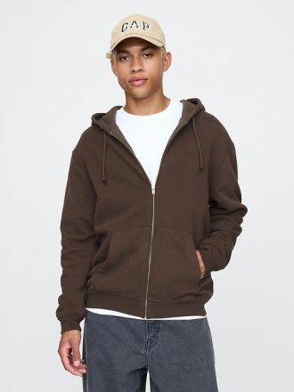 Vintage mjuk våffelfodrad hoodie med dragkedja