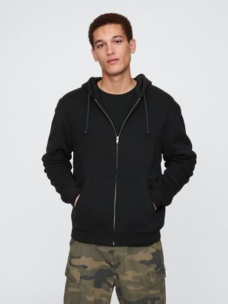 Vintage mjuk våffelfodrad hoodie med dragkedja