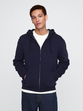 Vintage mjuk våffelfodrad hoodie med dragkedja