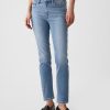 Vintage smala jeans med delad fåll i medelhög höjd