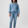 Vintage smala jeans med delad fåll i medelhög höjd