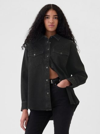 Westernskjortajacka i jeans